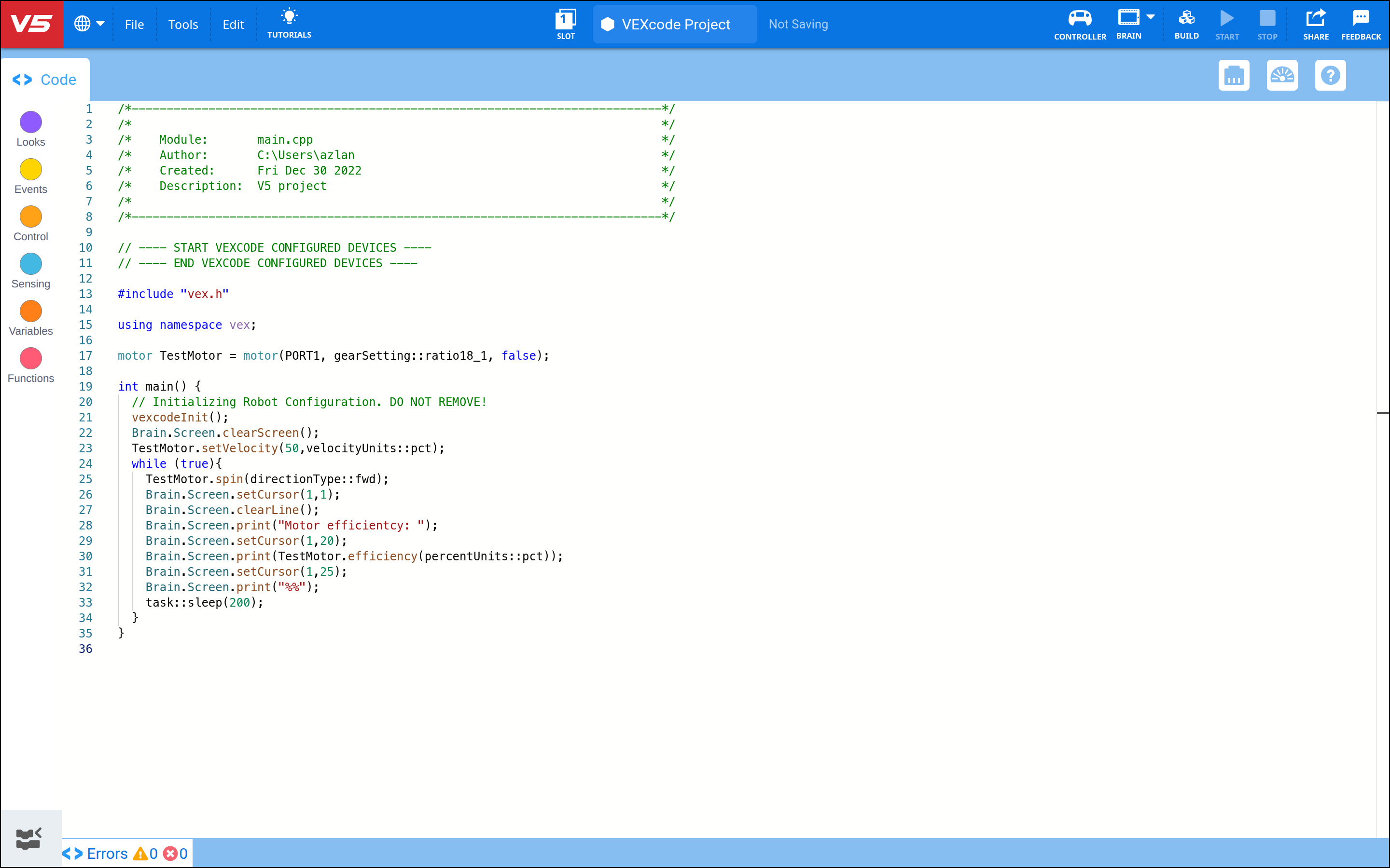 A Screenshot of some C++ Code.