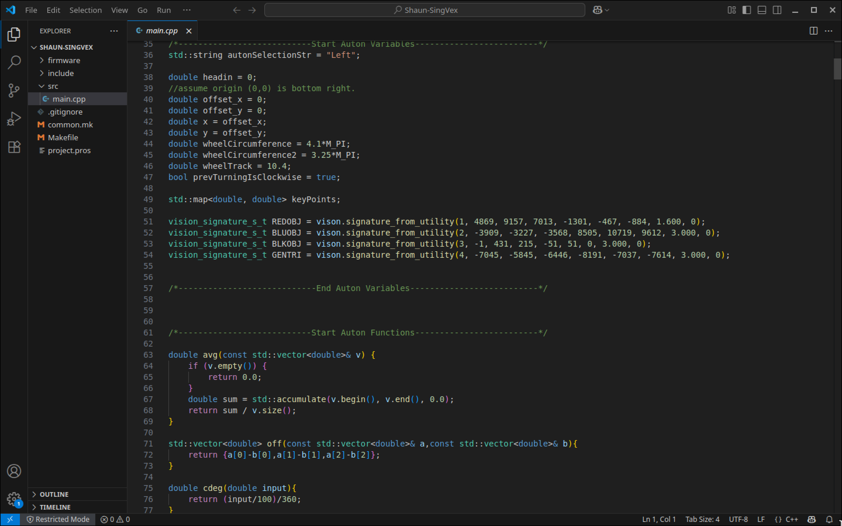 A Screenshot of some C++ Code.