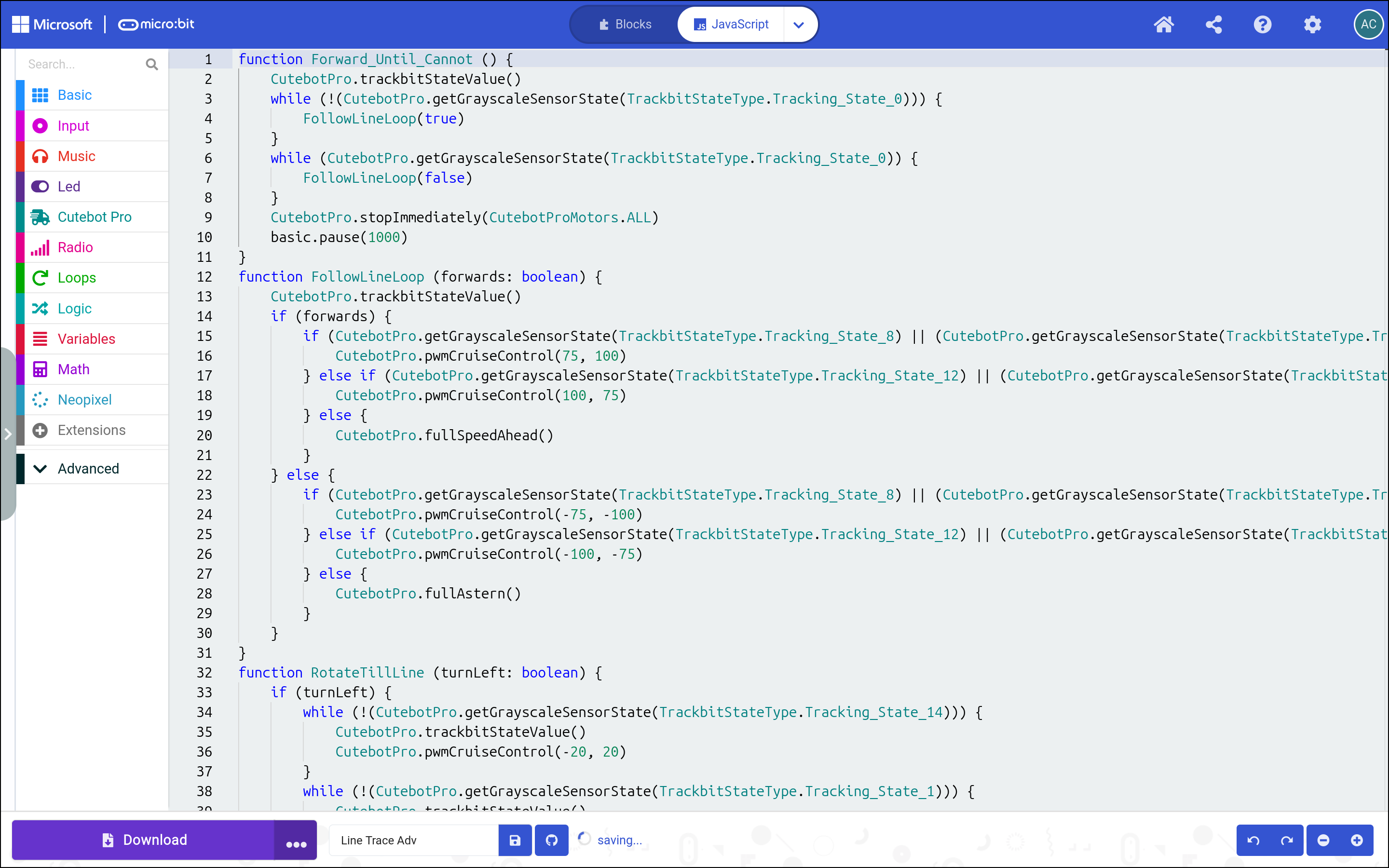 A Screenshot of some JavaScript Code.