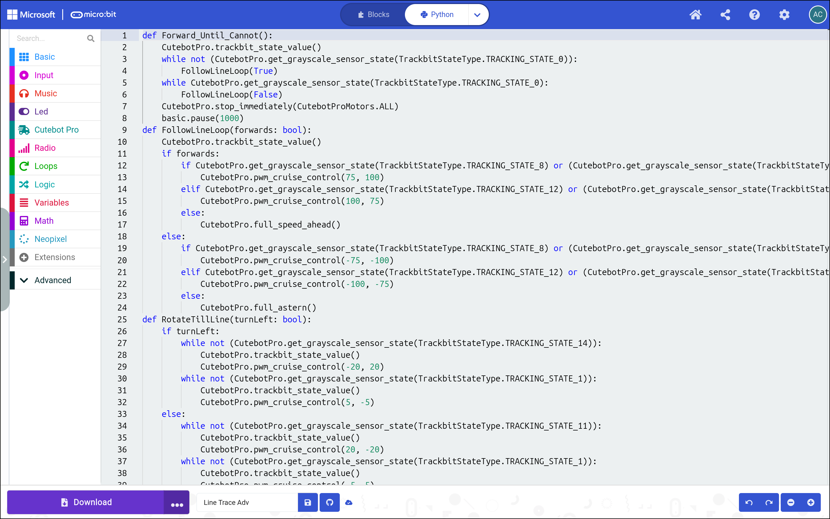 A Screenshot of some Python Code.